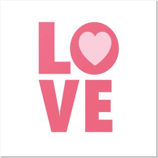 Love Letters in Pink Color and Heart - Valentines day Anniversary Romance Love Word Art Celebrations Posters and Art